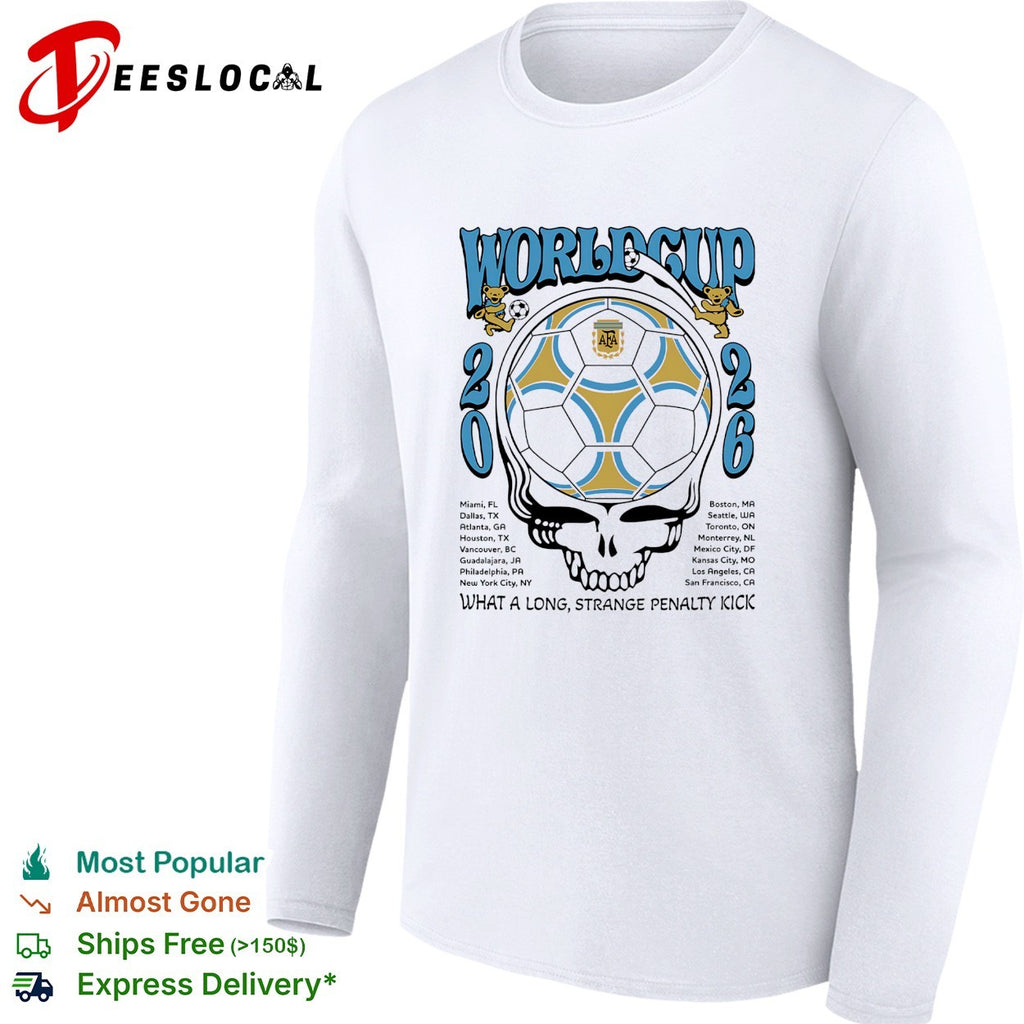 Argentina AFA World Cup 2026 Grateful Dead dancing bears what a long strange penalty kick shirt