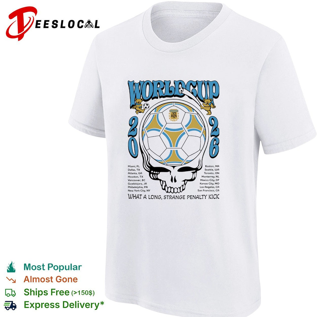 Argentina AFA World Cup 2026 Grateful Dead dancing bears what a long strange penalty kick shirt