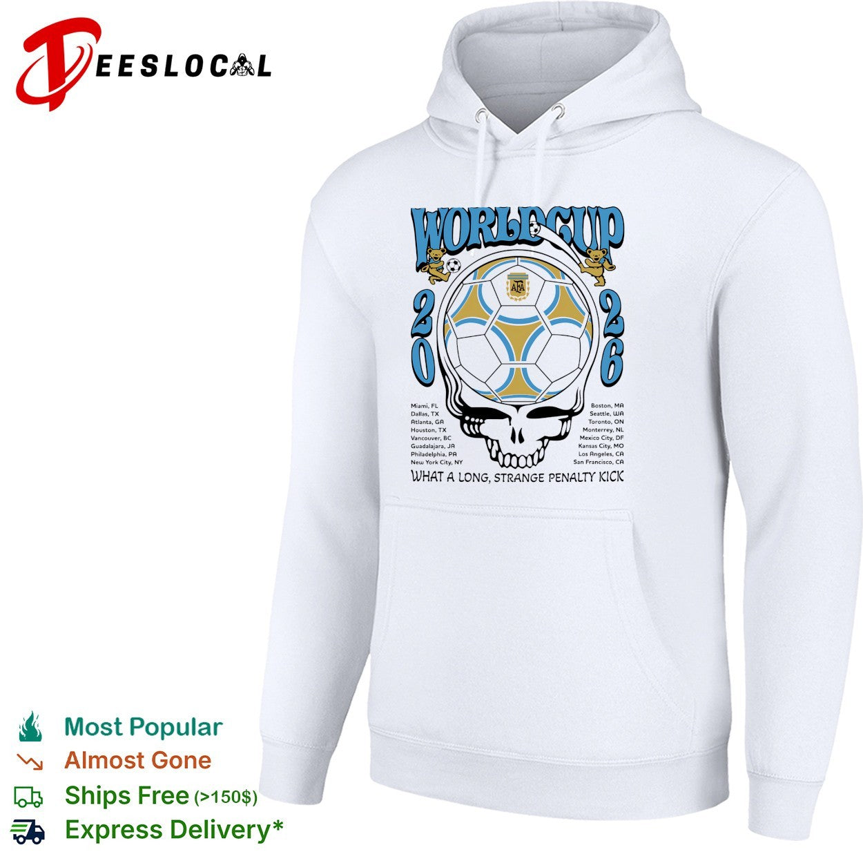 Argentina World Cup 2026 Grateful Dead steal your face what a long strange penalty kick shirt