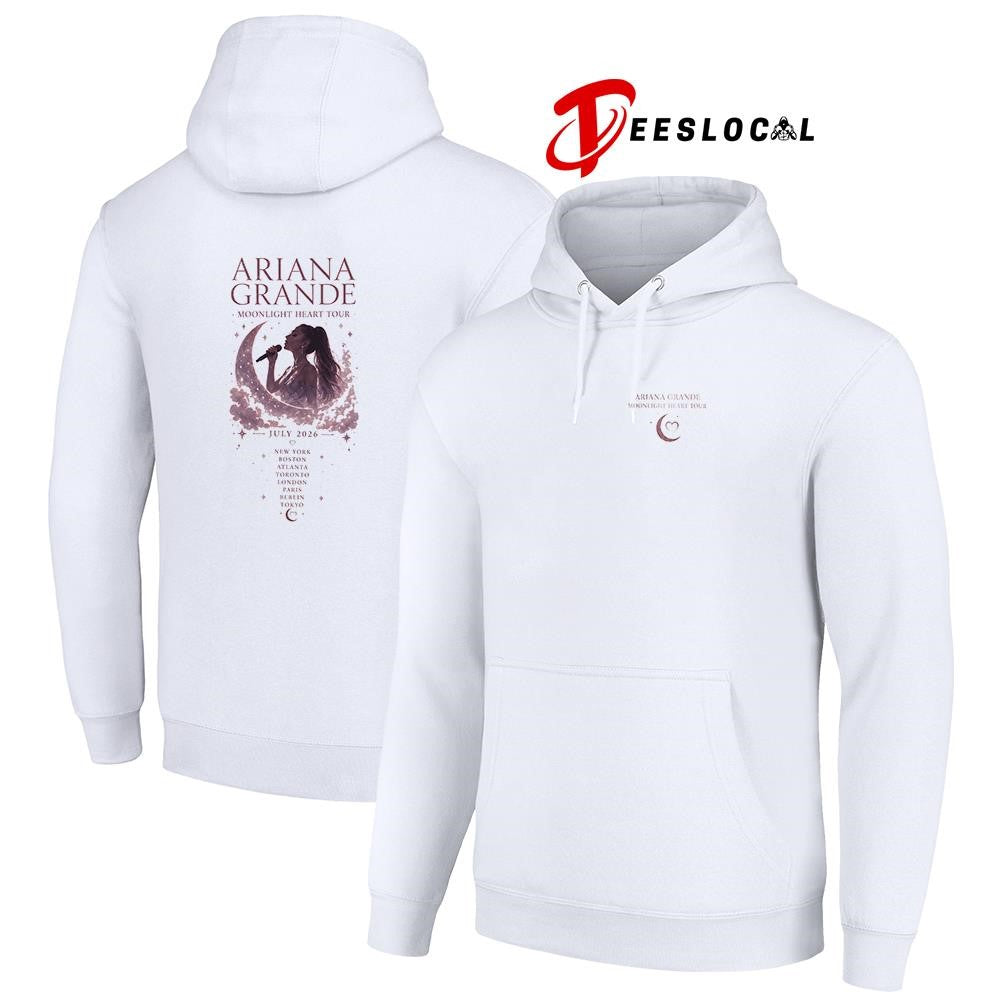 Ariana Grande Moonlight Heart tour cities graphic shirt