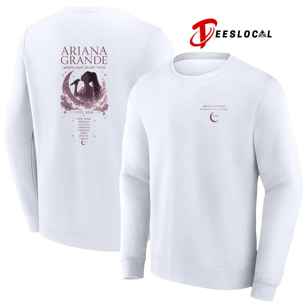 Ariana Grande Moonlight Heart tour cities graphic shirt
