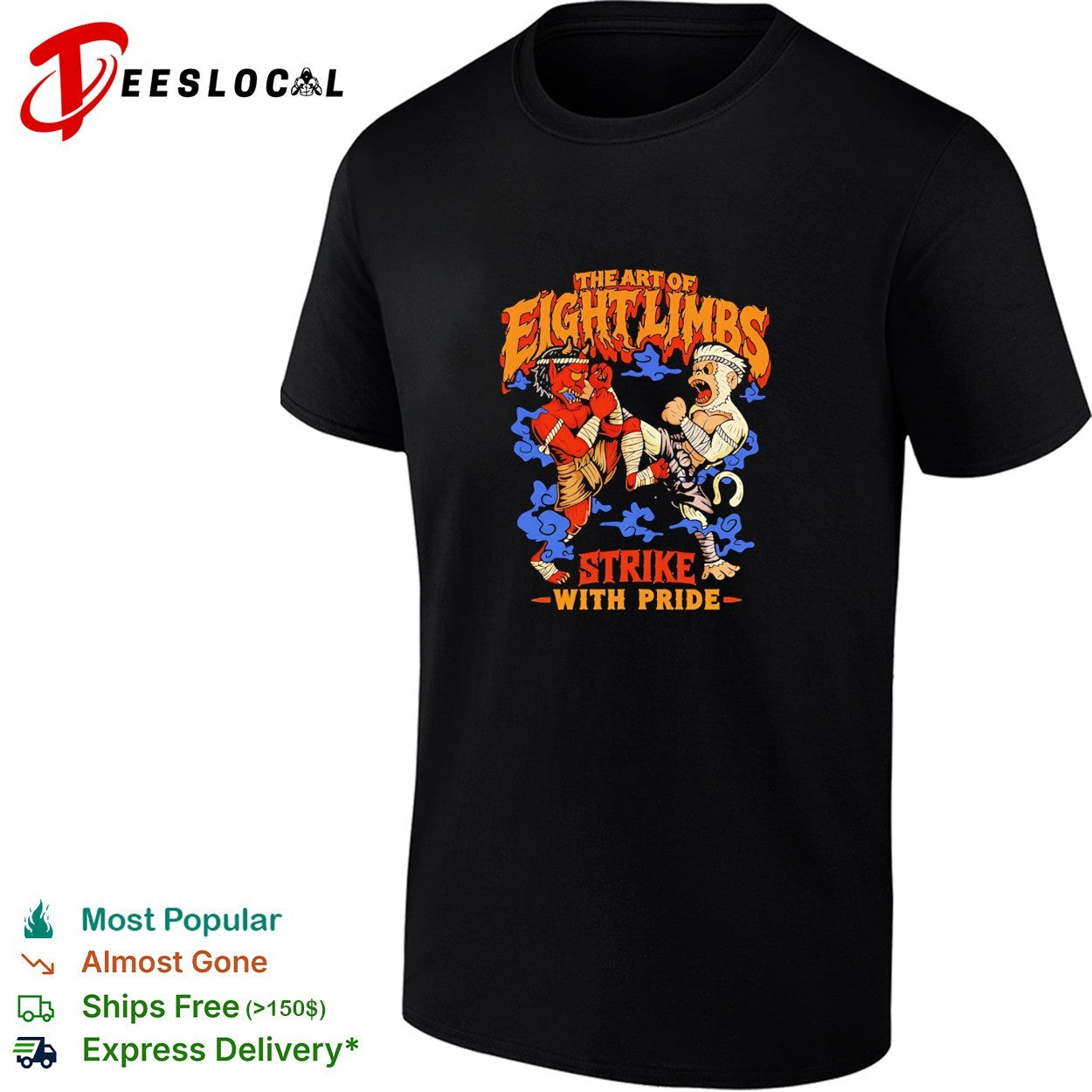 Art of eight limbs Muay Thai strike with pride cartoon fighters shirt