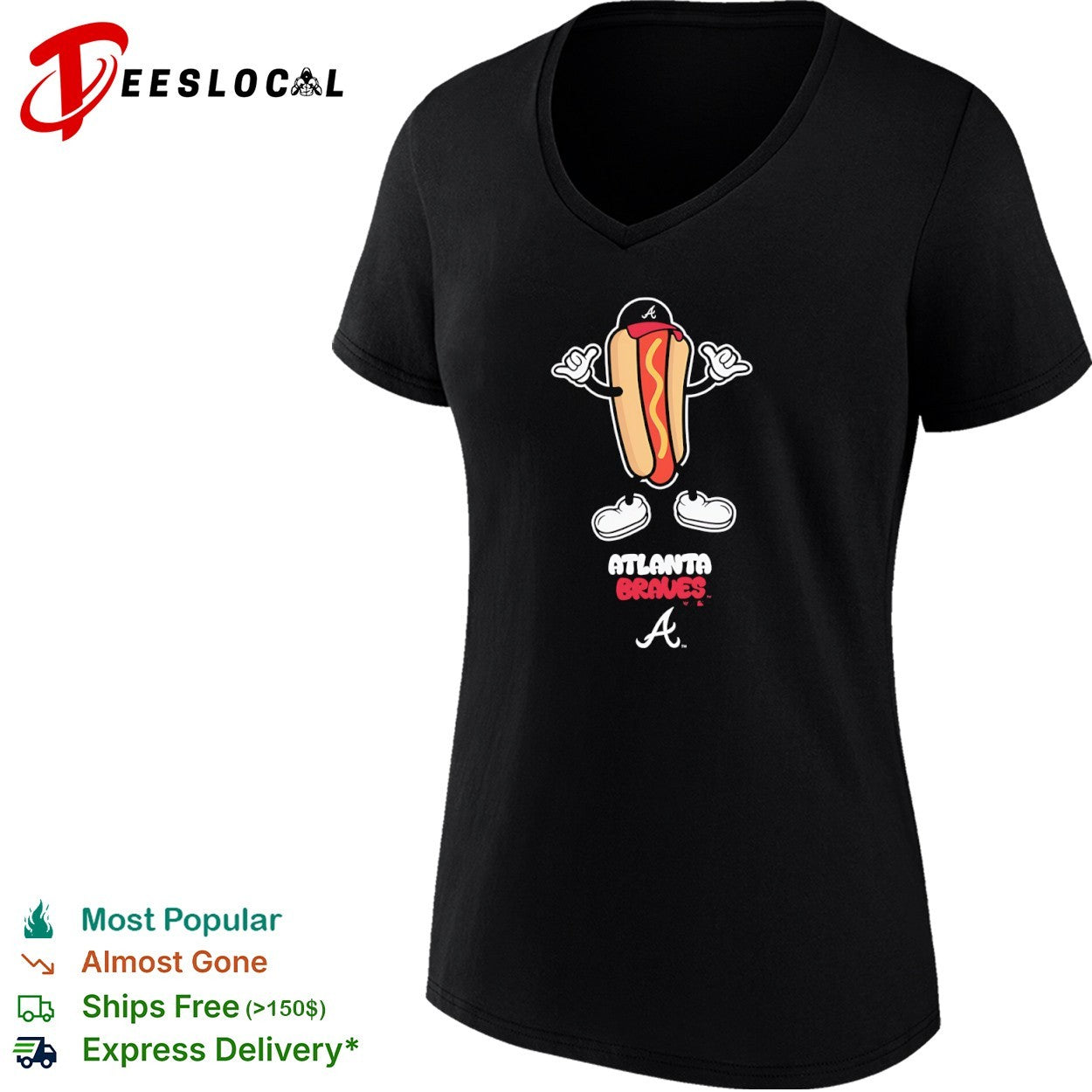 Atlanta Braves Hot Dog Cartoon Baseball MLB Team Shirt