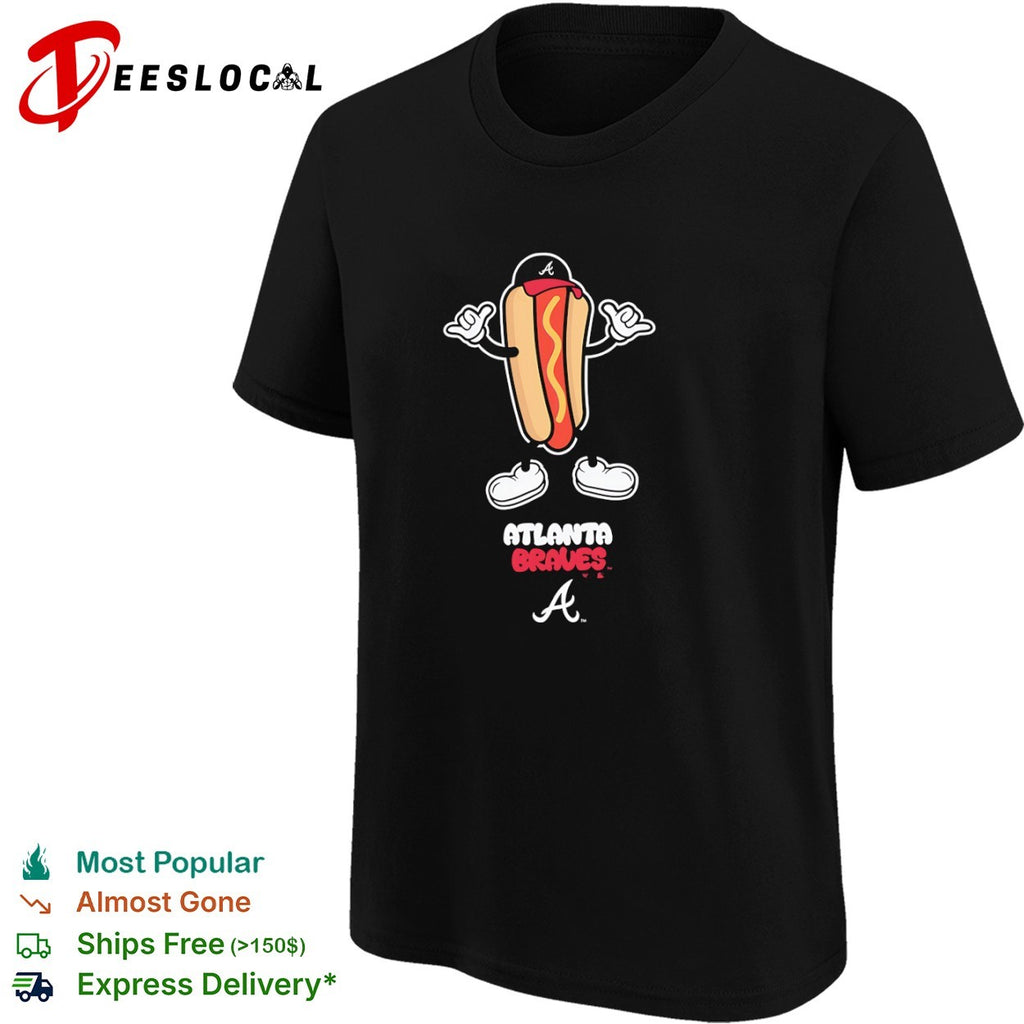 Atlanta Braves Hot Dog Cartoon Baseball MLB Team Shirt