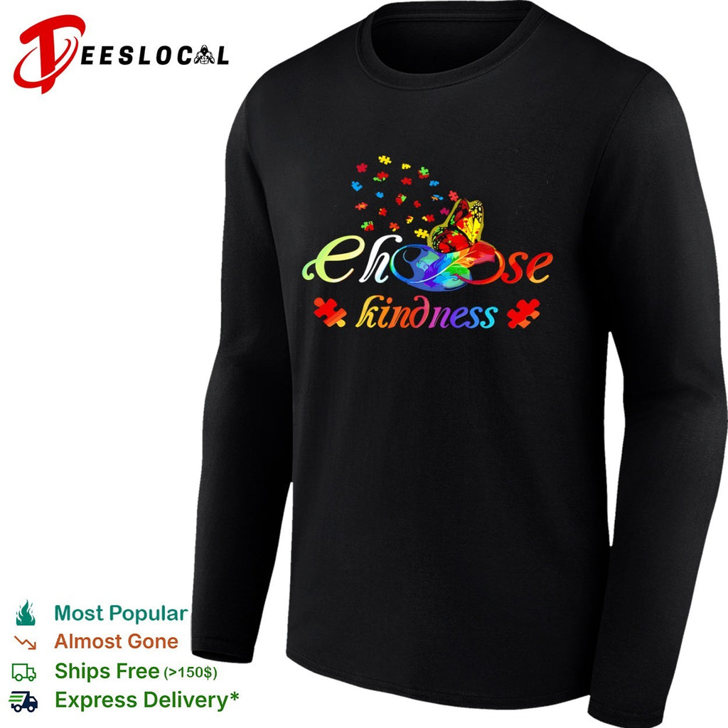 Autism awareness choose kindness puzzle butterfly shirt