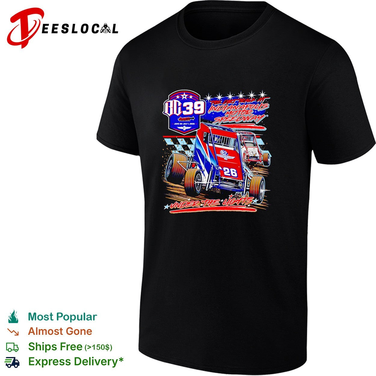 BC39 dirt track Indianapolis Motor Speedway sprint car under the lights 2026 shirt