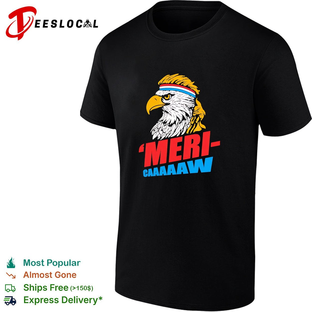Bald eagle ‘Mericaaaaaaw patriotic mullet headband shirt