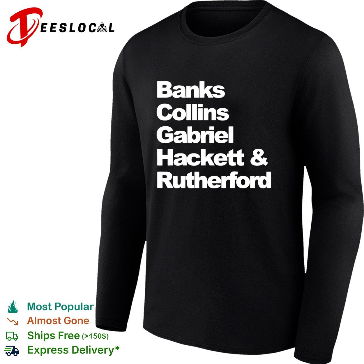Banks Collins Gabriel Hackett and Rutherford Genesis band members shirt