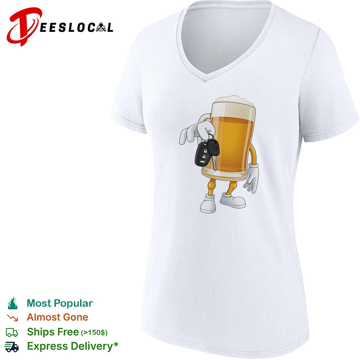 Beer mug holding car keys funny drunk shirt