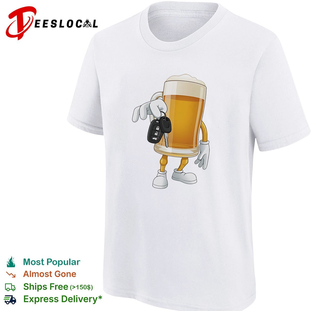 Beer mug holding car keys funny drunk shirt