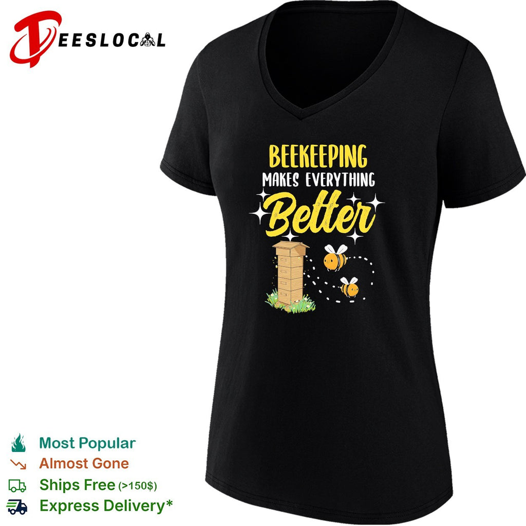 Bees flying beekeeping makes everything better beehive shirt