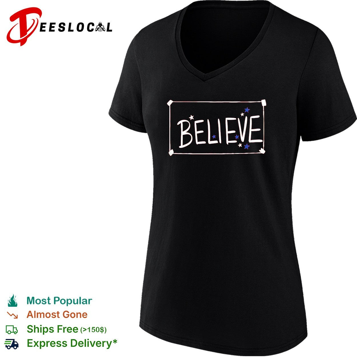 Believe American stars red pride typography shirt