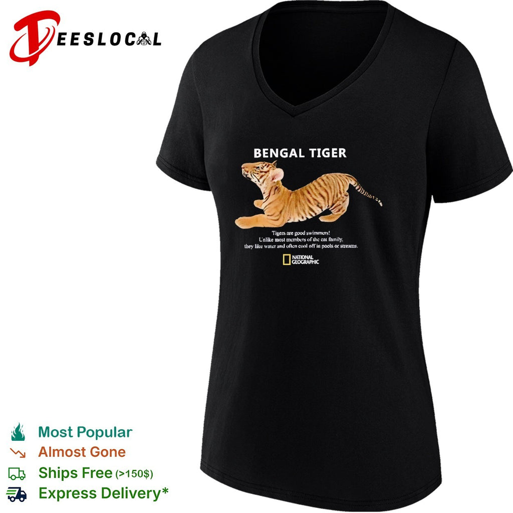 Bengal Tiger National Geographic Tigers are good swimmers they like water shirt