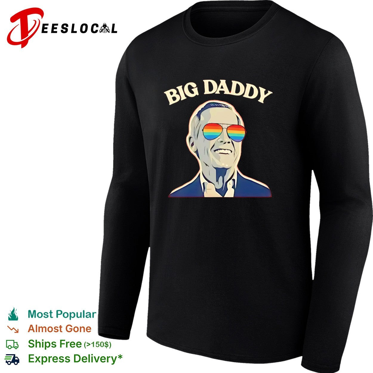 Big Daddy Joe Biden Rainbow Aviator Sunglasses Pride Shirt
