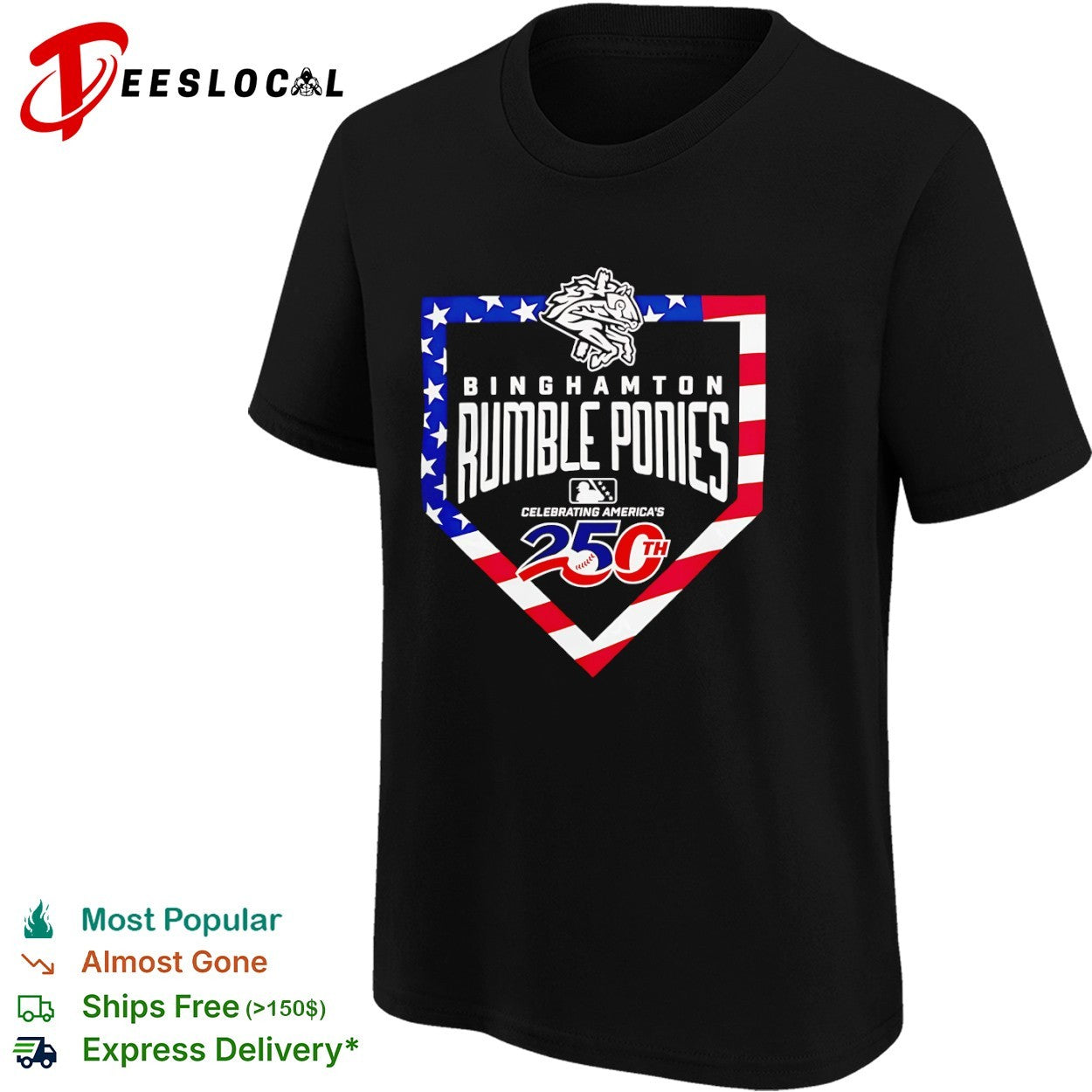 Binghamton Rumble Ponies Celebrating America’s 250th Anniversary Baseball Shirt
