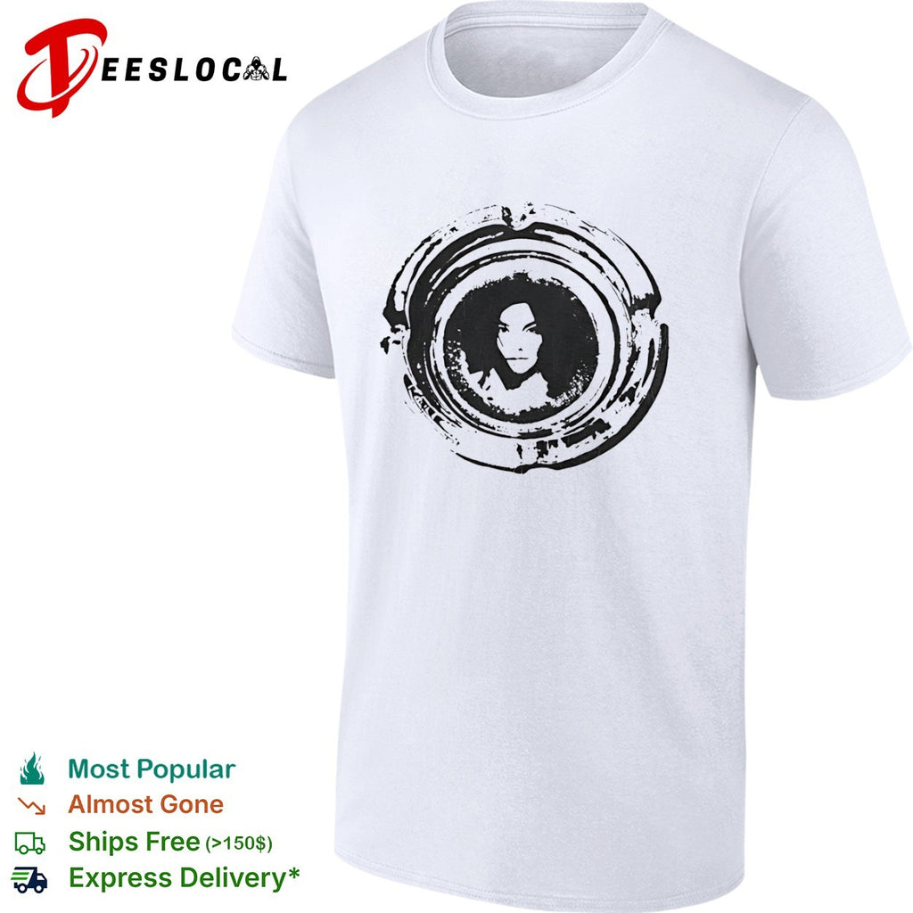 Bjork Portrait in Circular Stamp shirt