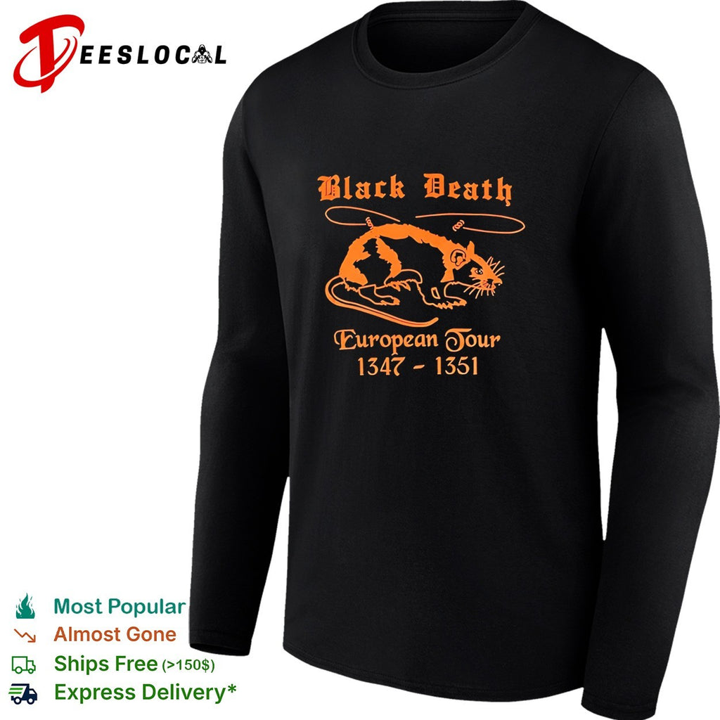 Black Death European Tour 1347 1351 rat plague parody shirt