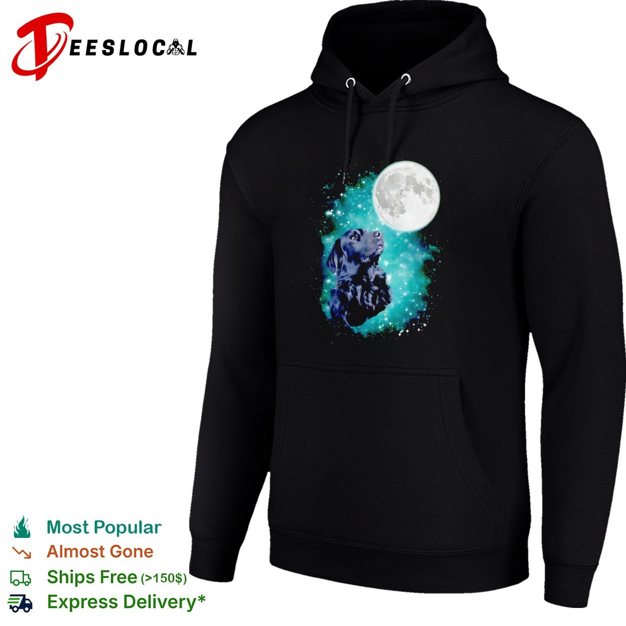 Black dog moon galaxy space shirt
