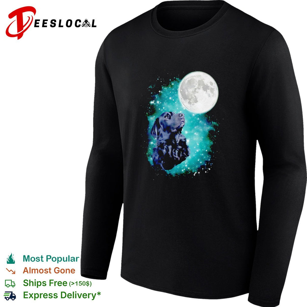 Black dog moon galaxy space shirt