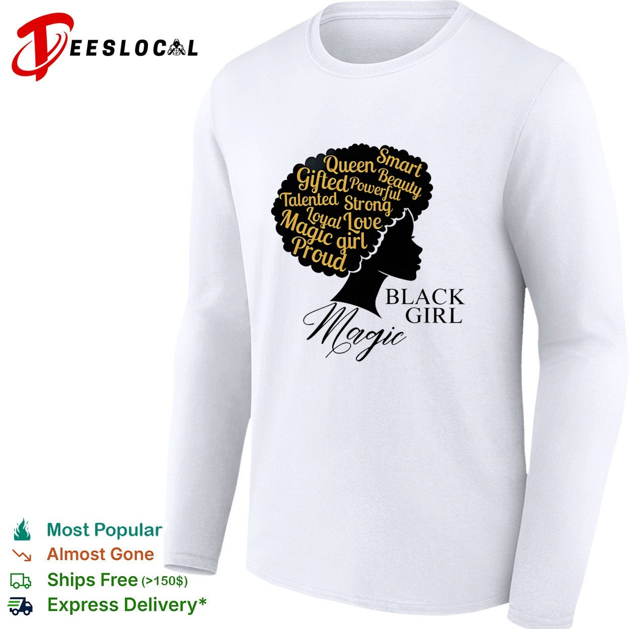 Black girl magic woman silhouette afro shirt