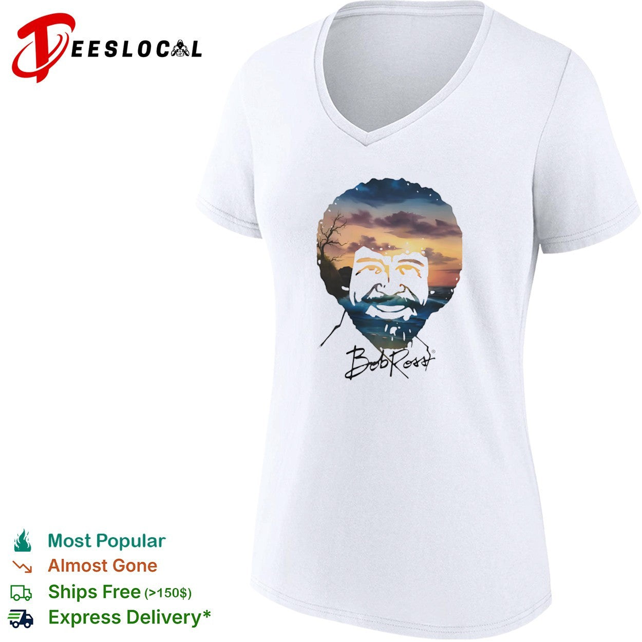 Bob Ross Double Exposure Nature Landscape shirt
