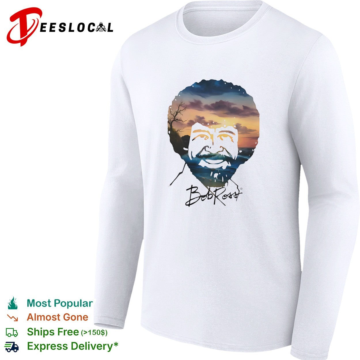 Bob Ross Double Exposure Nature Landscape shirt