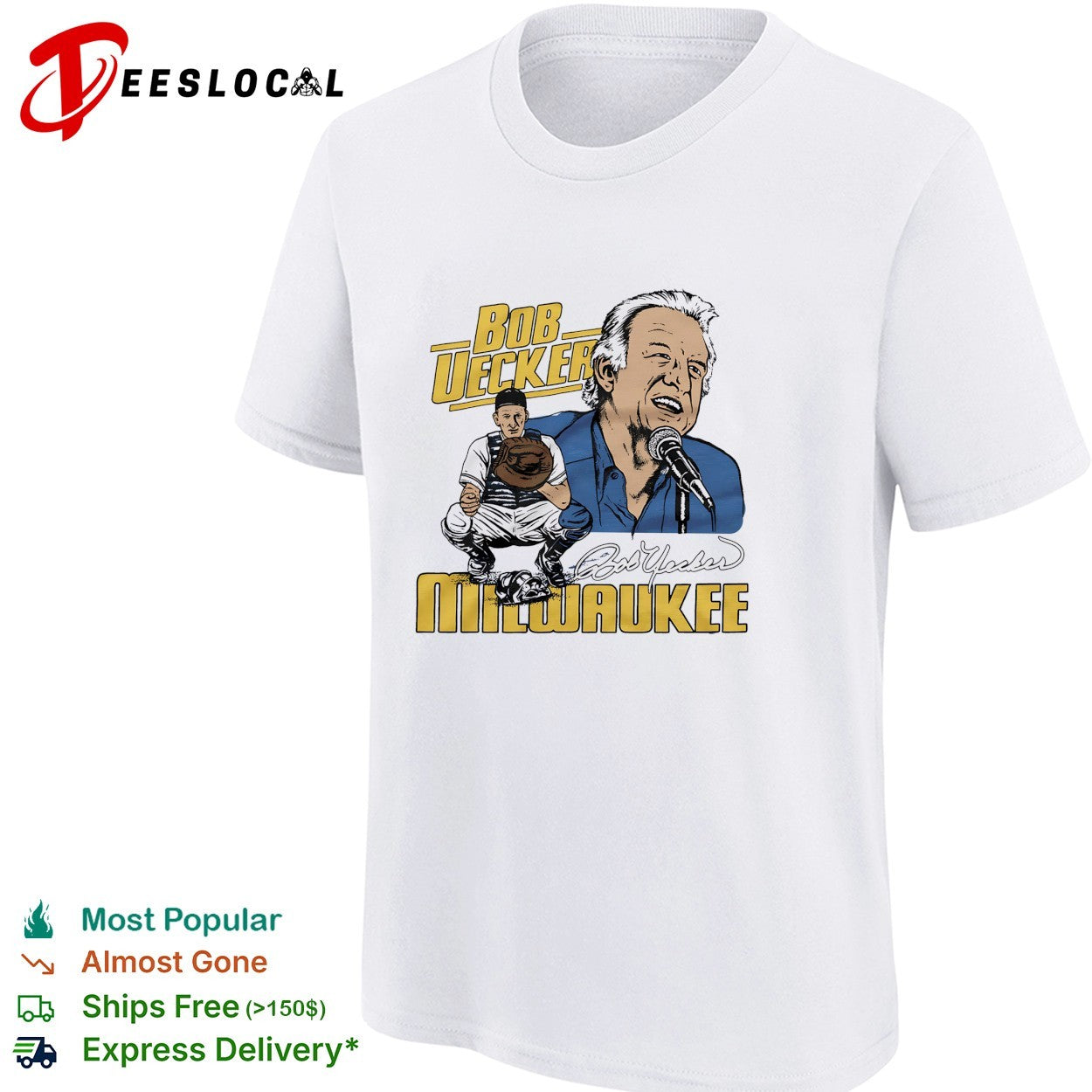 Bob Uecker Milwaukee Brewers catcher broadcaster signature shirt