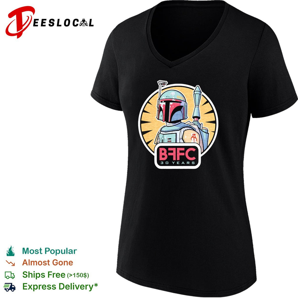 Boba Fett Mandalorian armor BFFC 30 years anniversary badge shirt