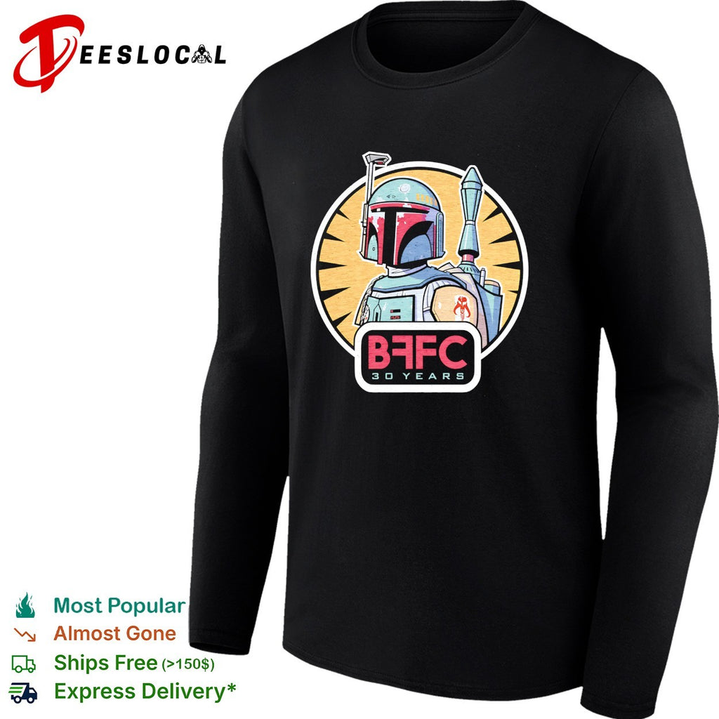 Boba Fett Mandalorian armor BFFC 30 years anniversary badge shirt