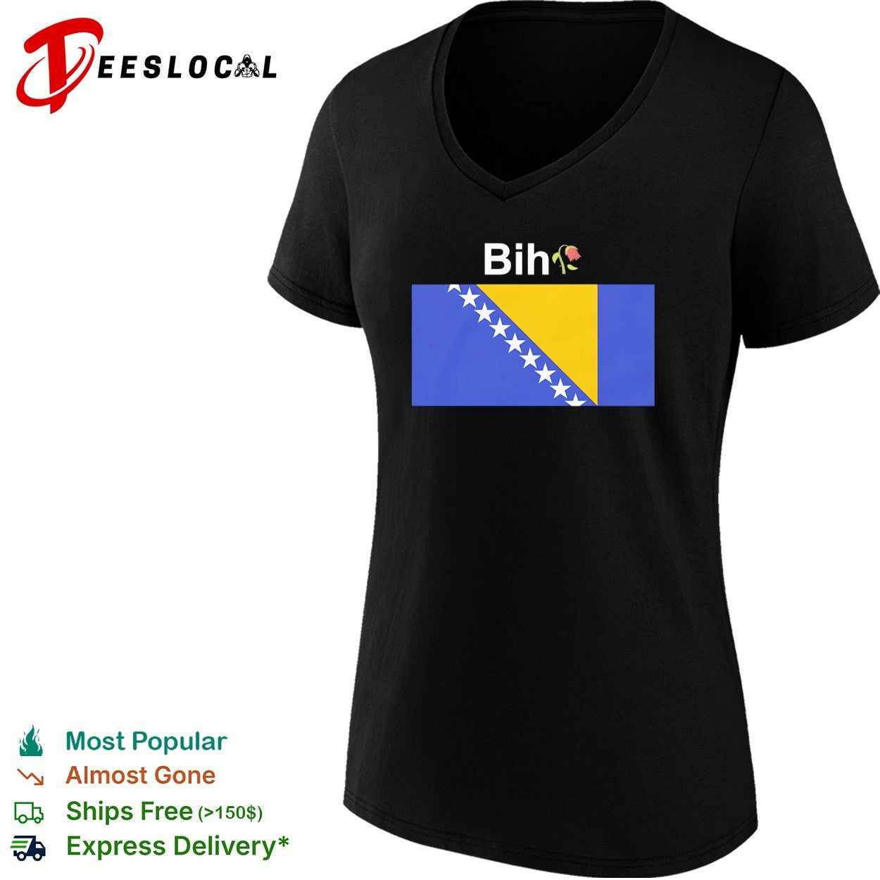 Bosnia Bih flag rose shirt