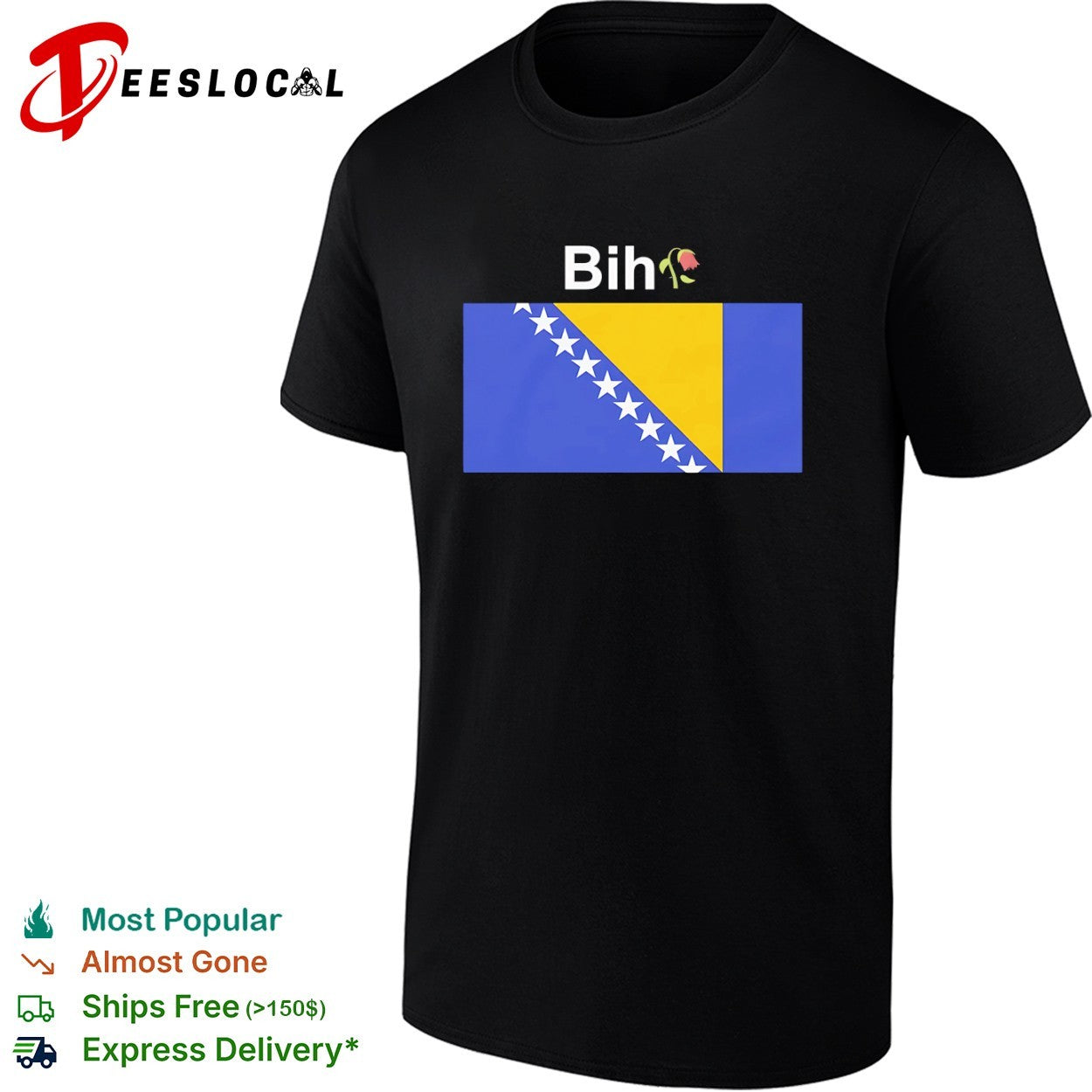 Bosnia Bih flag rose shirt