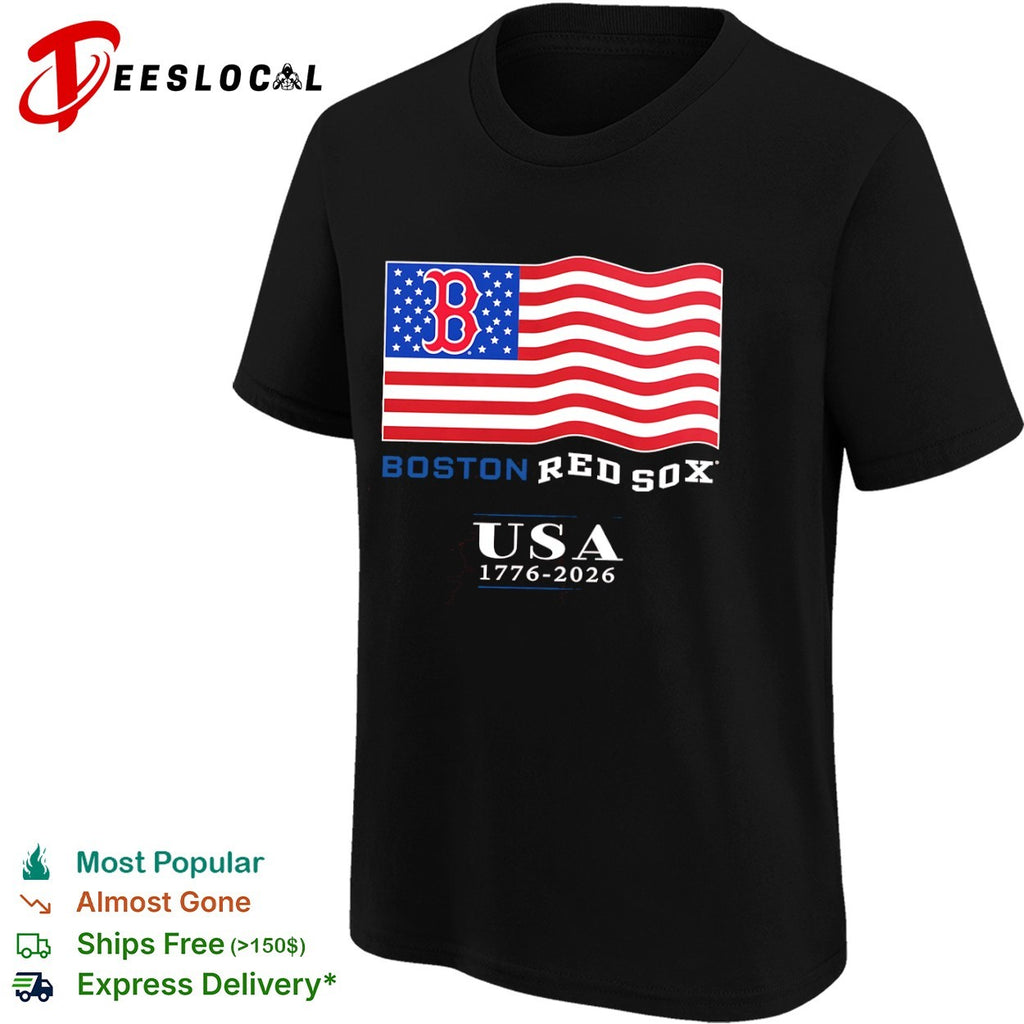 Boston Red Sox USA 1776 2026 American Flag Logo MLB Baseball shirt