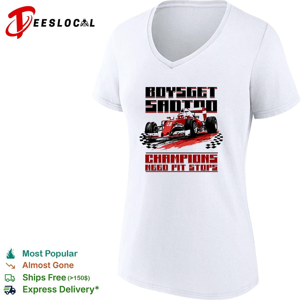 Boys get sad too champions need pit stops formula 1 racing car shirt