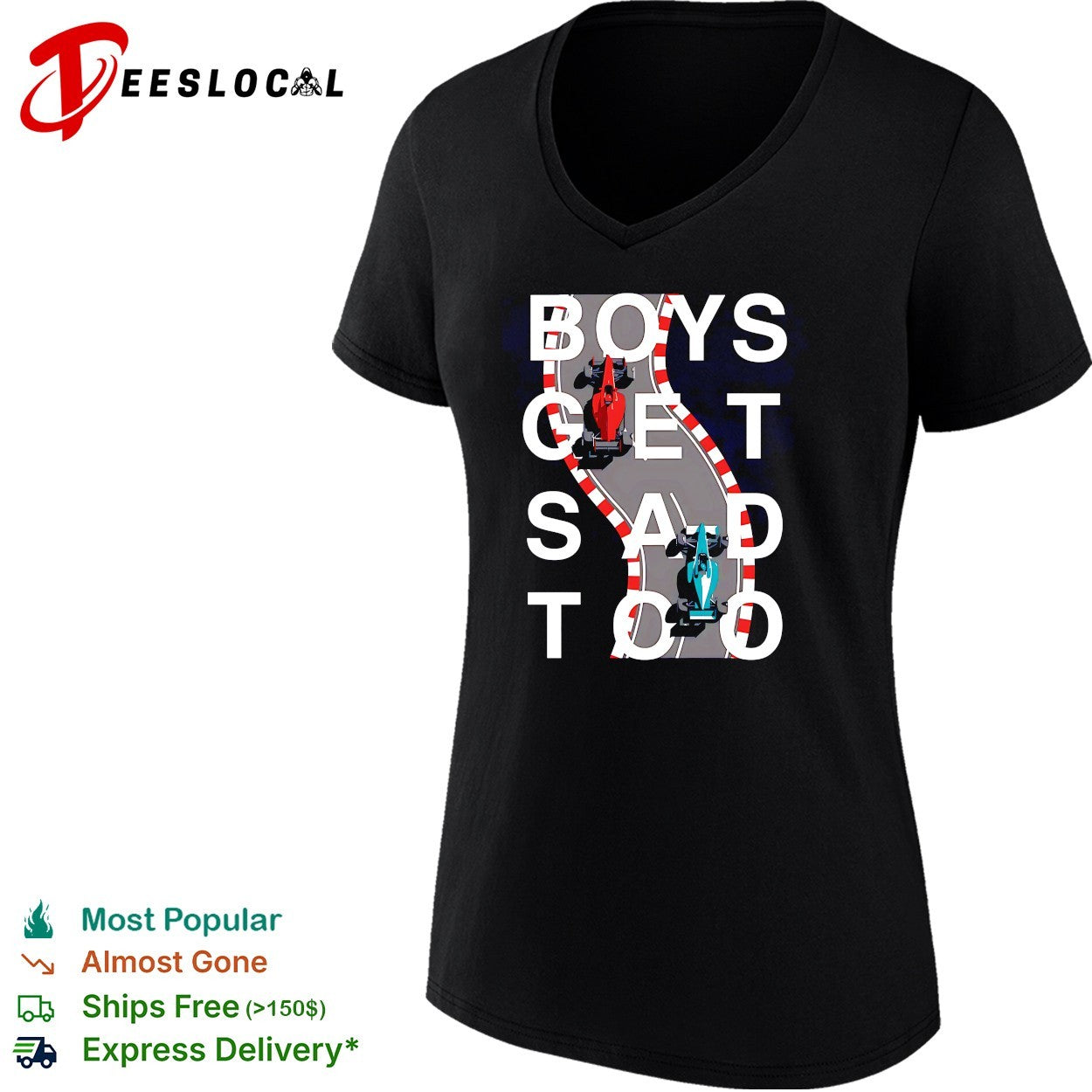 Boys get sad too race cars driving on track shirt