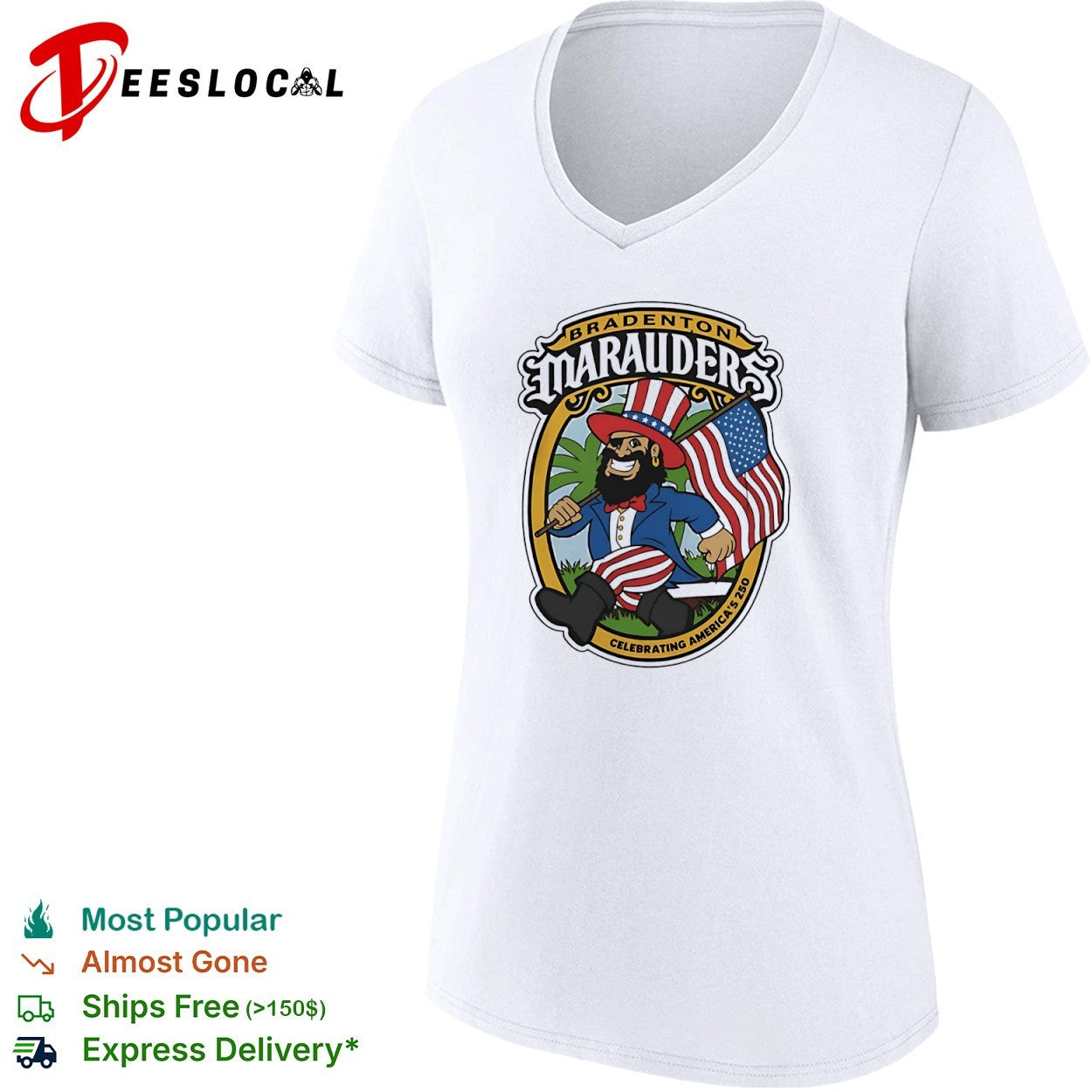 Bradenton Marauders Celebrating Americas 250 Uncle Sam Mascot shirt