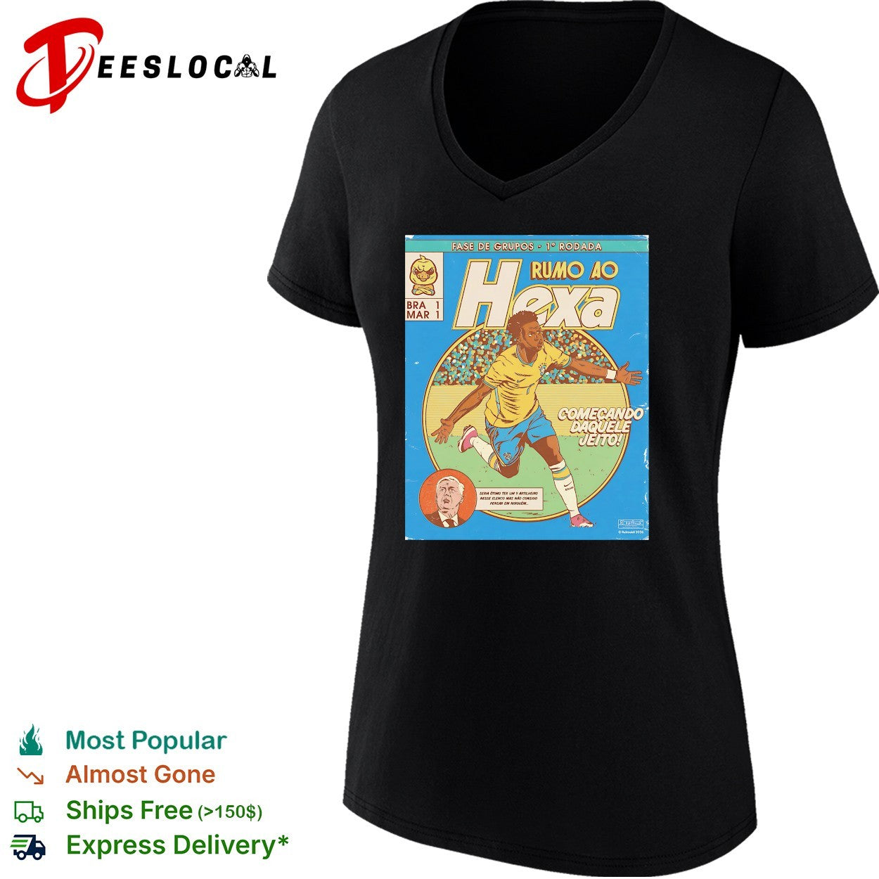 Brazil Rumo ao Hexa Vinicius Jr World Cup 2026 group stage first round comic shirt