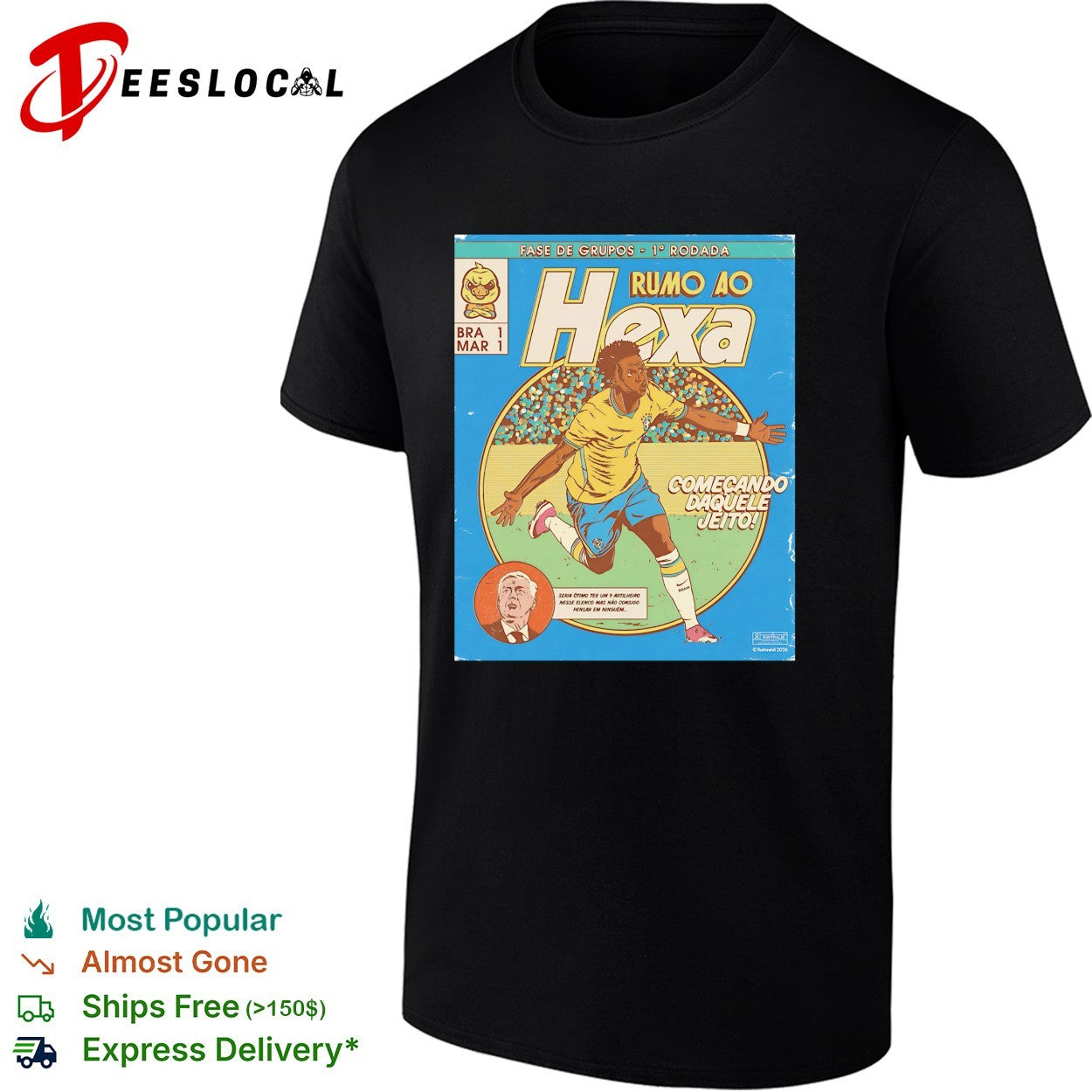 Brazil Rumo ao Hexa Vinicius Jr World Cup 2026 group stage first round comic shirt
