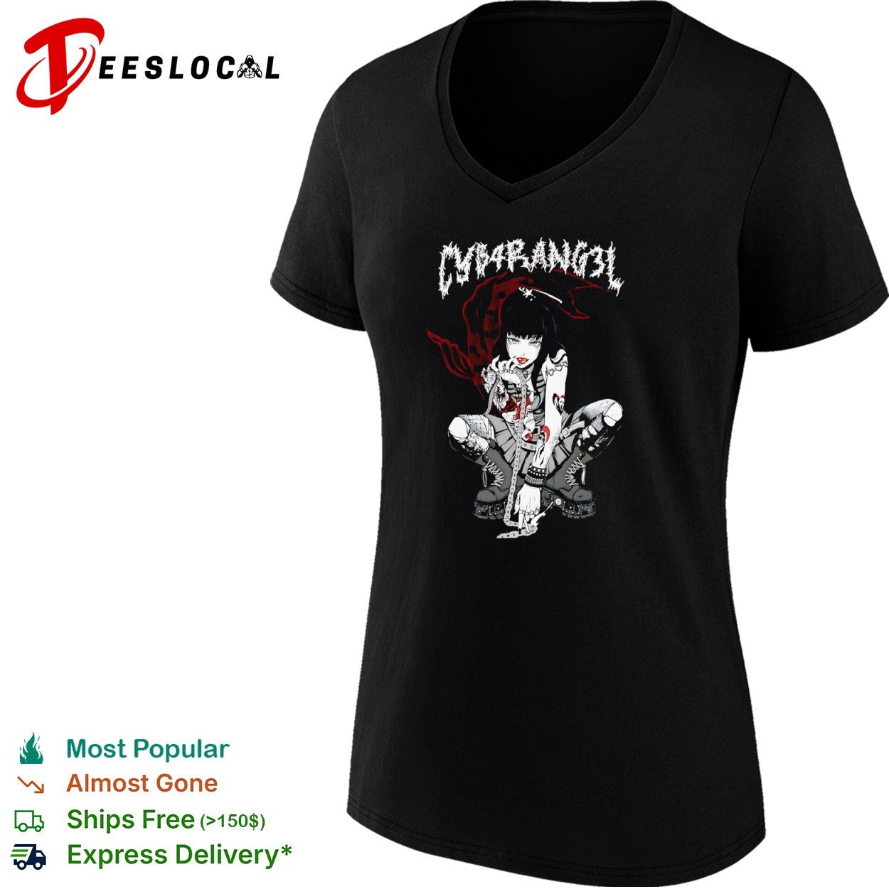 CYB4RANG3L Anime Goth Aesthetic Dark Cyber Punk Y2K Grunge Emo Alternative shirt