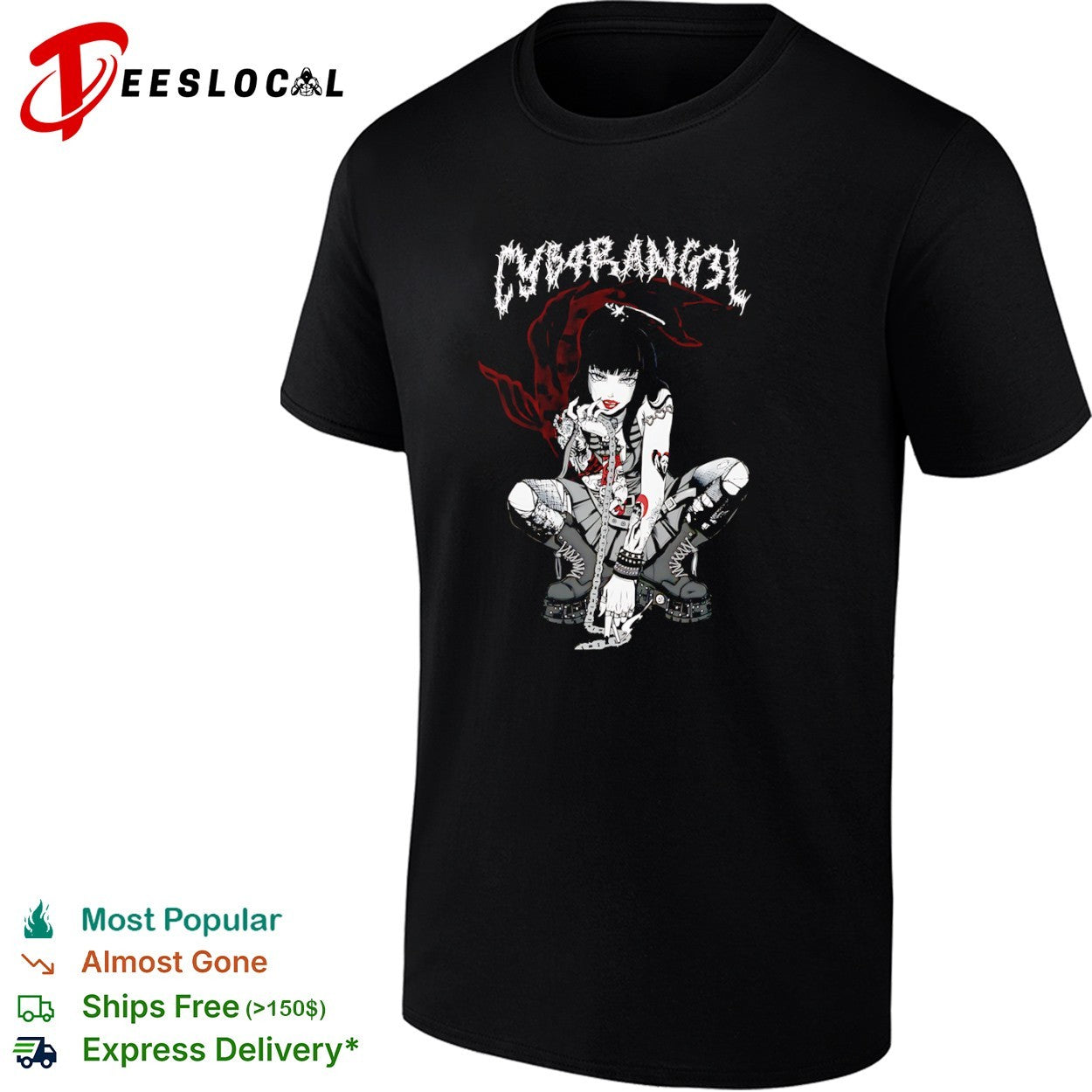 CYB4RANG3L Anime Goth Aesthetic Dark Cyber Punk Y2K Grunge Emo Alternative shirt