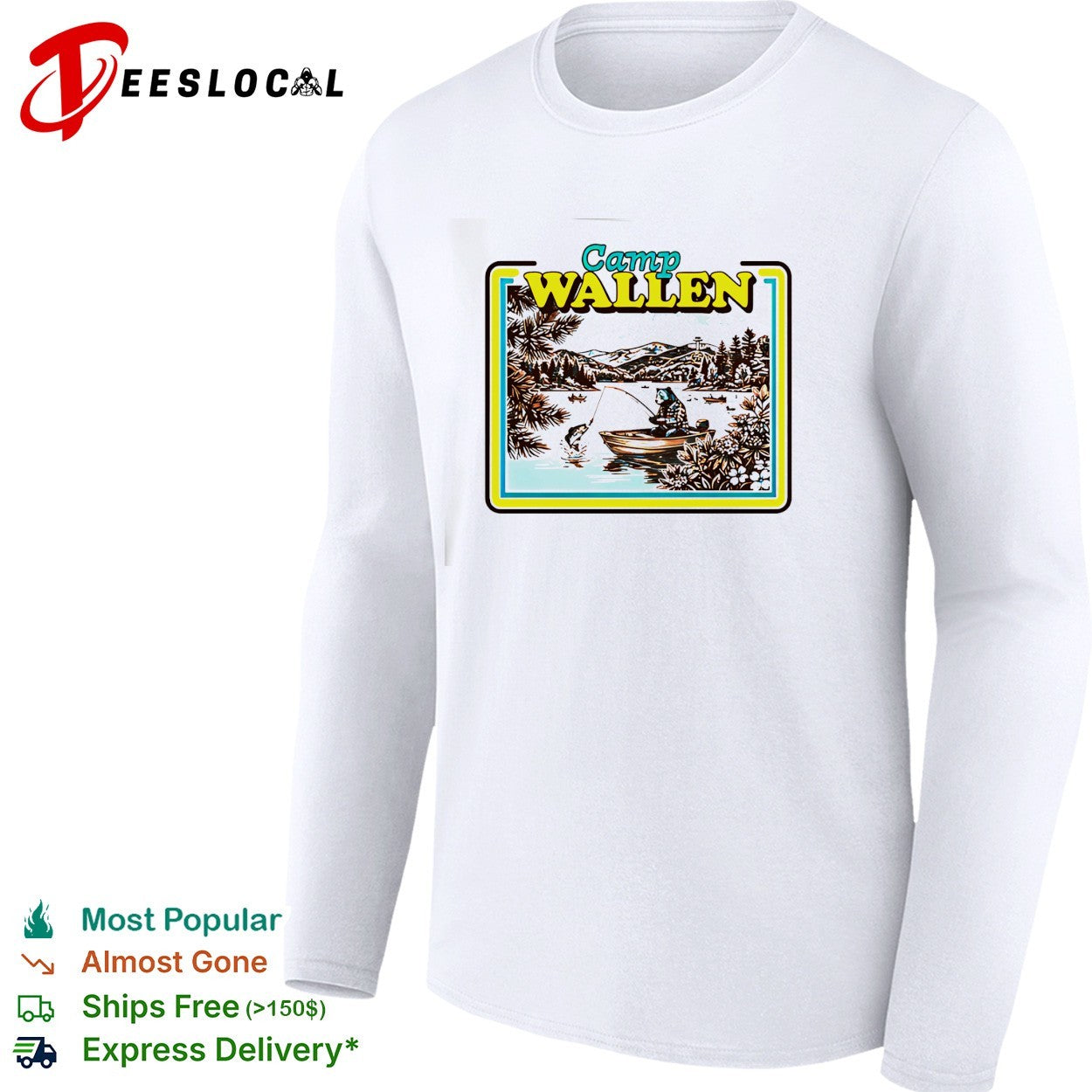 Camp Wallen bear fishing lake mountains shirt