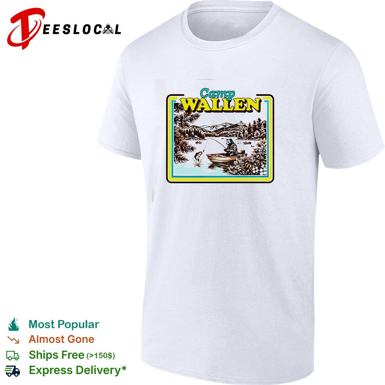 Camp Wallen bear fishing lake mountains shirt