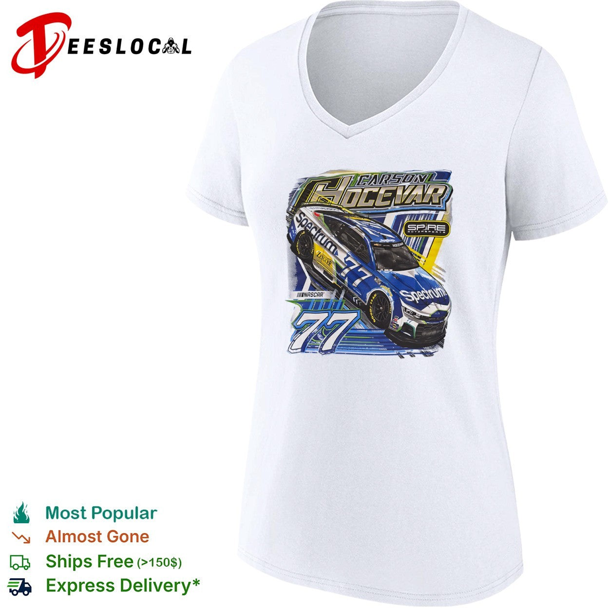Carson Hocevar Spire Motorsports 77 Spectrum Chevrolet NASCAR racing driver shirt