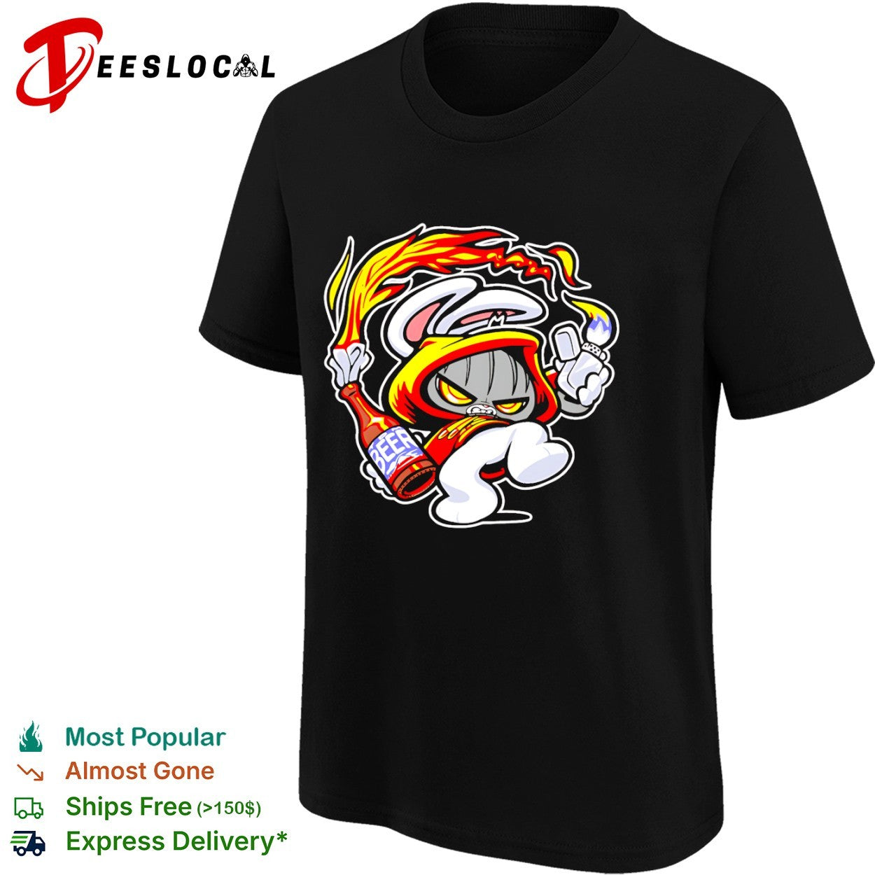 Cartoon rabbit molotov beer shirt