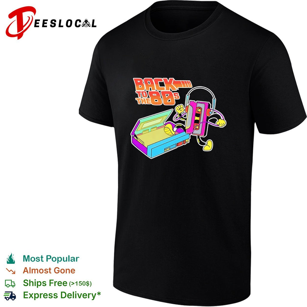 Cassette tape dancing back to the 80s retro music boombox shirt