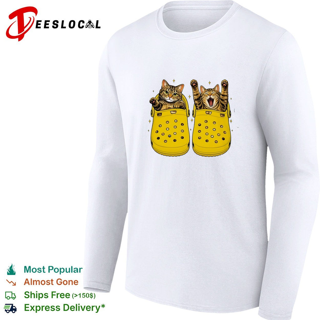Cats sitting in Crocs shoes shirt