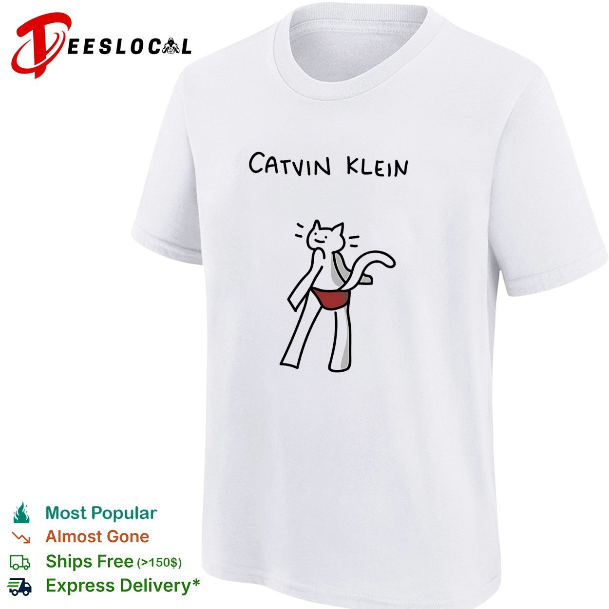 Catvin Klein parody cat drawing shirt