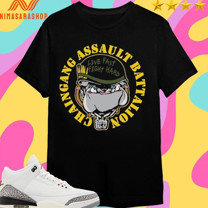 Chain Gang Assault Battalion Live Fast Fight Hard Mitchell And Ness Black John Cena Bulldog Cross Hair Shirts