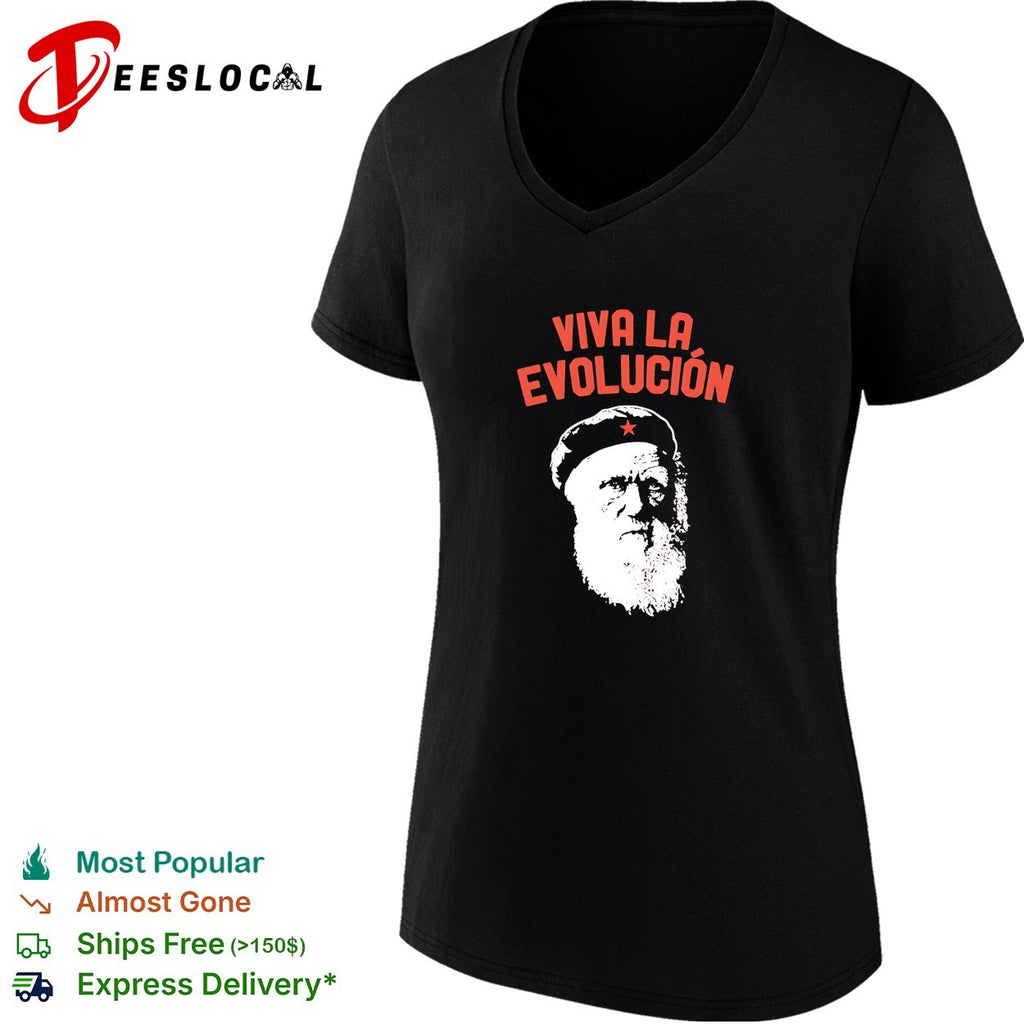 Charles Darwin Viva La Evolucion Evolution big head shirt