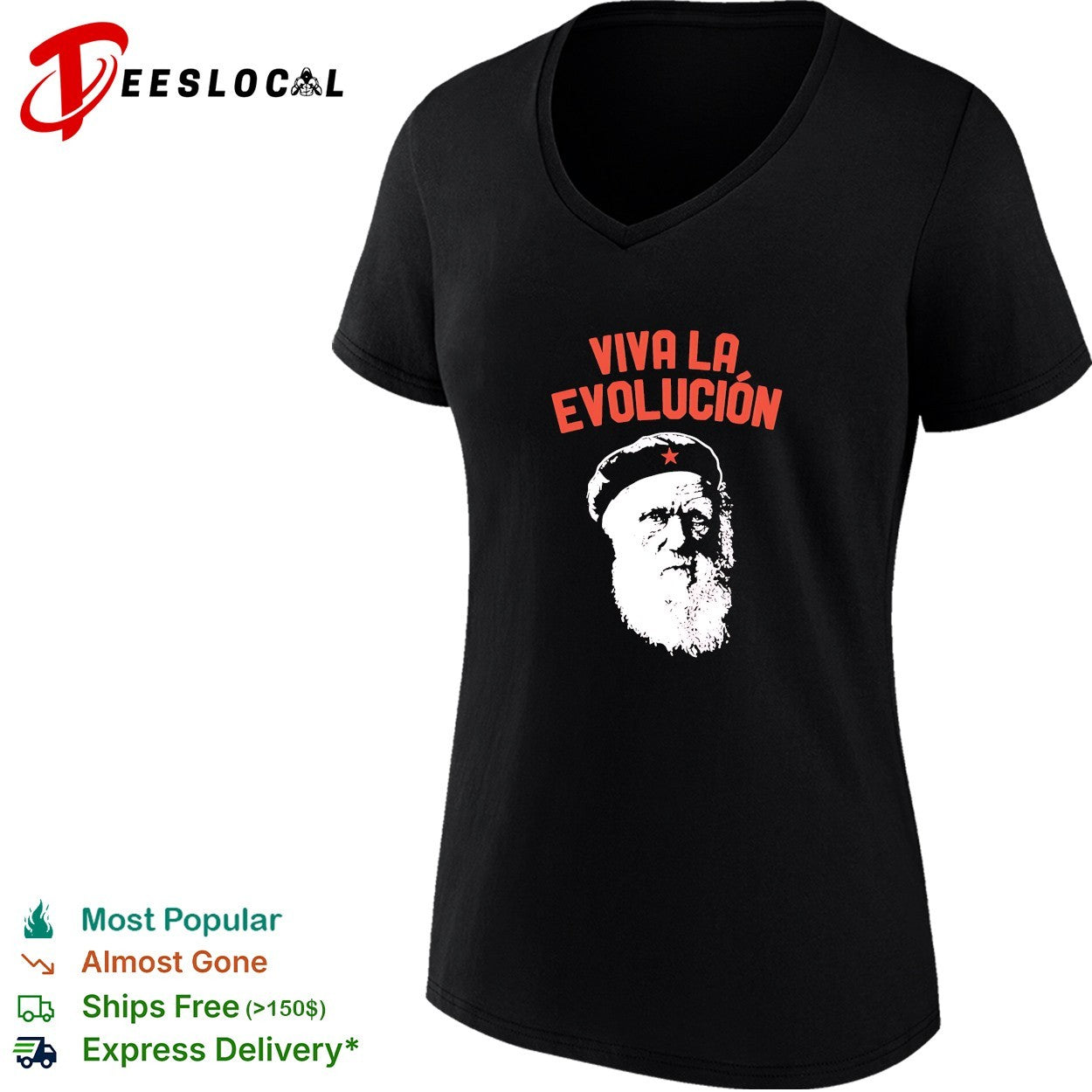 Charles Darwin Viva La Evolucion Evolution big head shirt