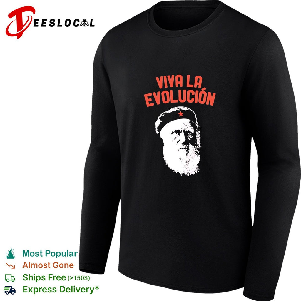Charles Darwin Viva La Evolucion Evolution big head shirt